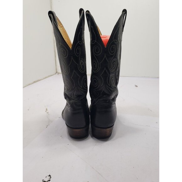 Justin Mens Size 10.5D Black Leather Cowboy Western Embroidered Boots Style 1773 - Picture 3 of 7